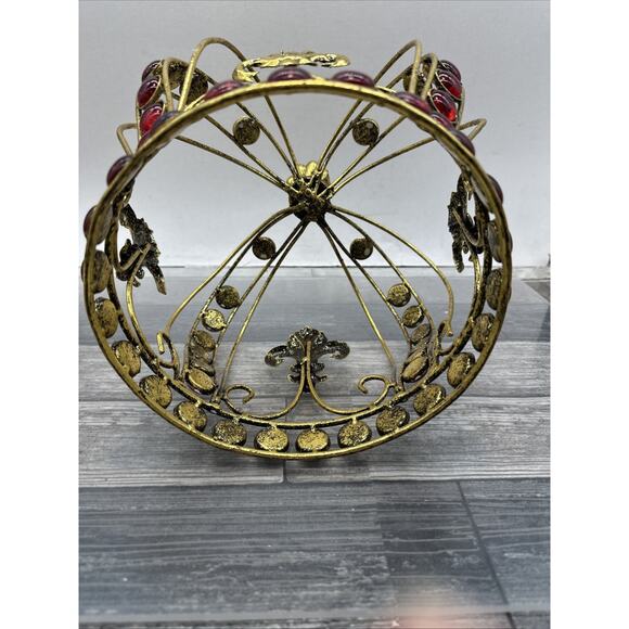 Gold Metal and Faux Ruby Crown - Fleur-de-Lis - Decor or Costume - 11" tall {XX} - Picture 9 of 10